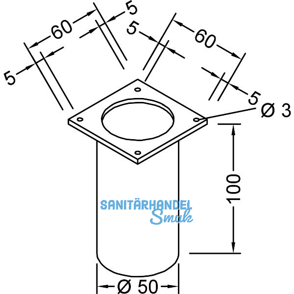 GUTMANN Wasserablaufstutzen zu P2030, Aluminium blank