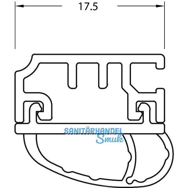 Fl�geldichtung f�r TRANSIT, 2500 mm, Falz 10 mm, Aluminium silber eloxiert