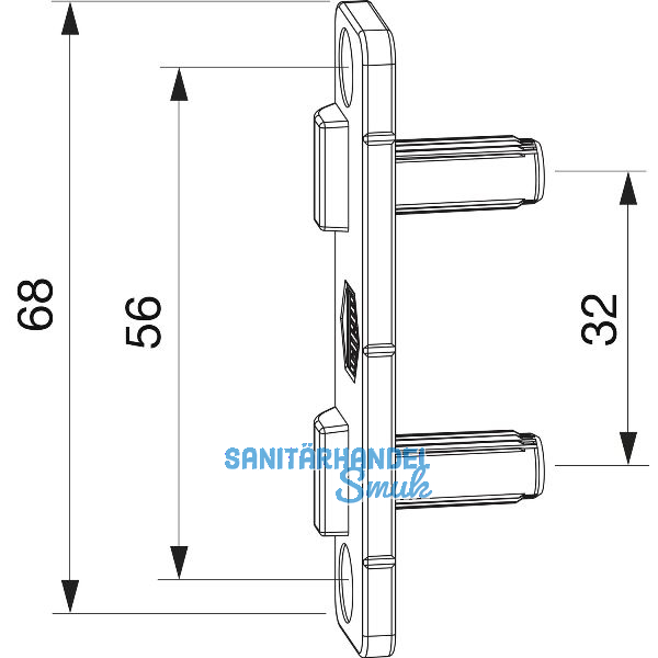 MACO Anpressverschluss verdeckt Rahmenteil Eurofalz 30 13V, mit Zapfen 6,8x17 mm