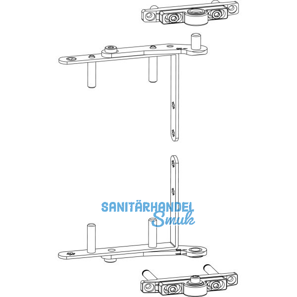 MACO Drehlager 3-flg. rechts, Holz, oben+unten, 80 kg, silber (10721)