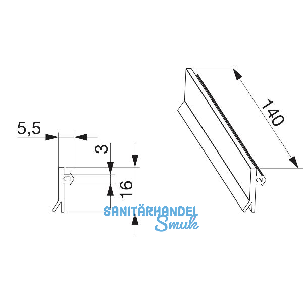 MACO MULTI-VENT Fl�geldichtung Nutbreite 2,5-3,5 mm L=140 mm hellgrau (468840)
