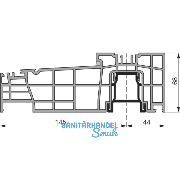 GU Thermostep 204 Grundk�rper Bodenschwelle L=3500 mm silber