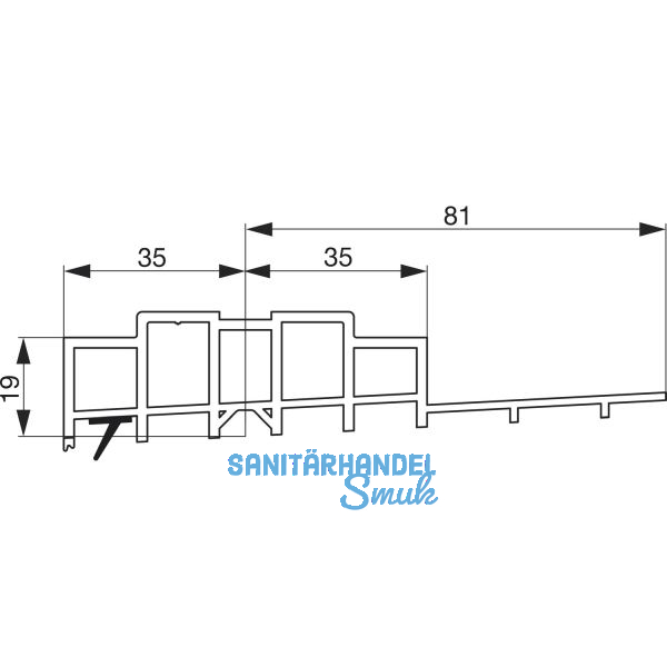 GU Thermostep 204 Aufsatzschiene 19/81 P1993, TS 88 mm, L=2500 mm