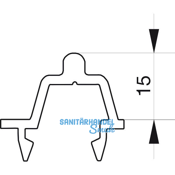 GU-934 HS Bodenschwellen-Laufschiene P2047, H=15mm, L=6700 mm, silber eloxiert