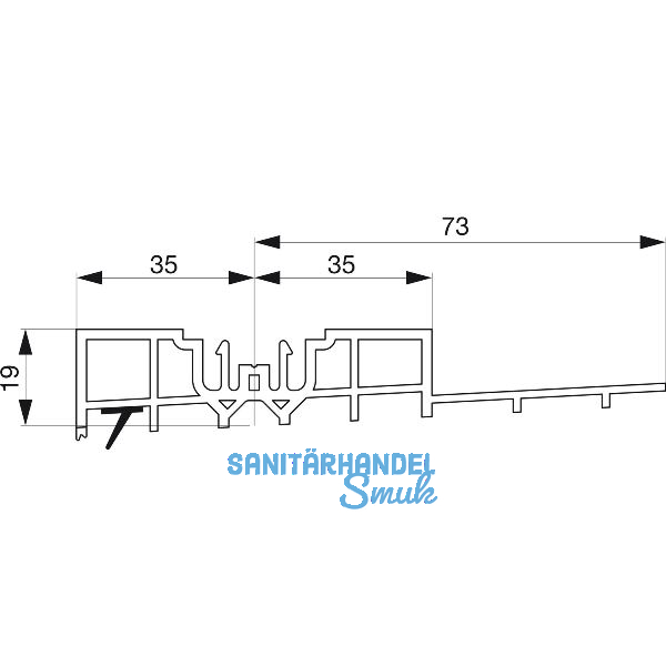 GU Thermostep 204 Aufsatzschiene-1 19/73, L=3300, GEALAN S 9000, Kunststoff grau