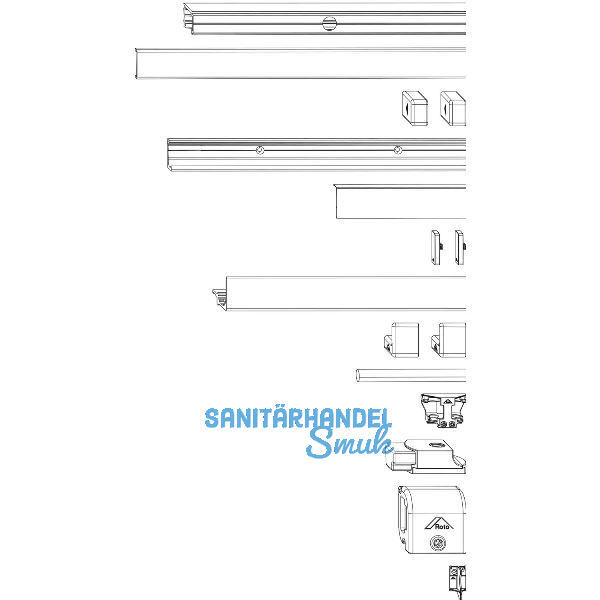 ROTO Patio Alversa Schienen-Set Halteschiene 13 mm verkehrswei� FFB 600-900 mm