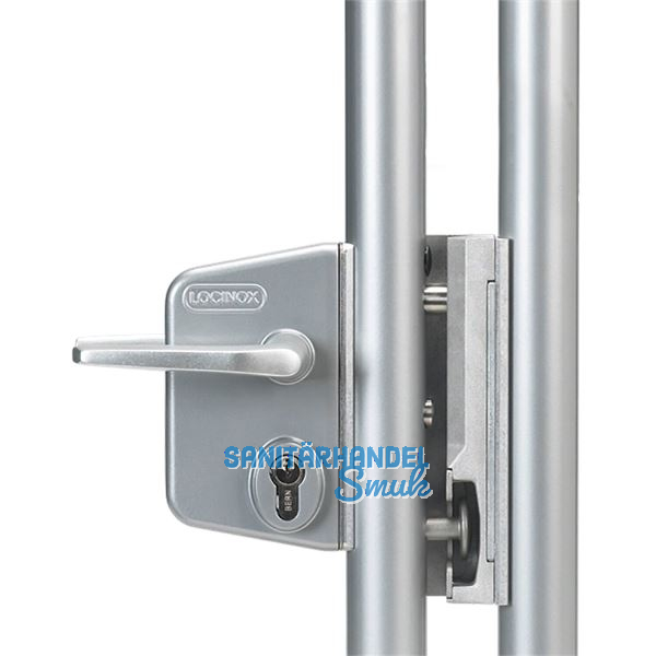 Gittertorschloss-Set LARQ4040 U2L, PZW, f�r Rundrohr, Aluminium silberf�rbig