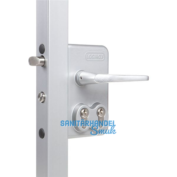 Gittertorschloss LDKZ4040 D1L, 2 PZW, f�r 40 mm Vierkantrohr, Alu RAL 9005