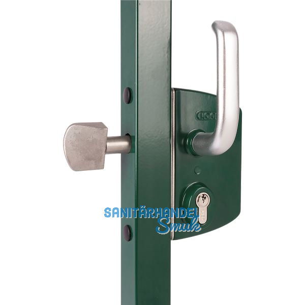 Schiebetorschloss LSKZ6060U2L, f�r 60 mm Vierkantrohr, Aluminium RAL 7016
