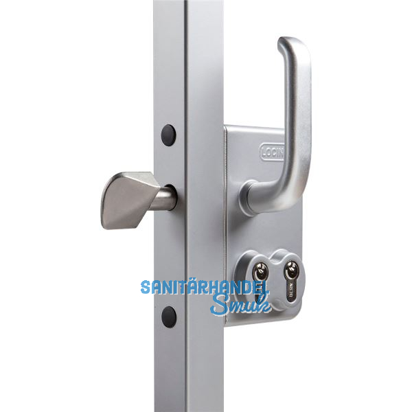Schiebetorschloss LGKZ5050 D1L mit 2 Zylindern,f�r 50mm Vierkantrohr,Alu RAL6005