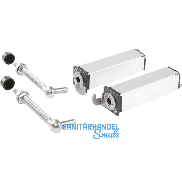 Torbandset mit Feder f�r Gartentore SWING40, f. Vierkantrohr, L�nge 130mm,silber