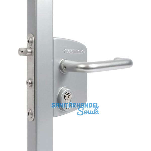 Panikschloss LPKQ4040U2L EN179 f�r Gittertore ,Vierkantrohr 40-60mm,silberf�rbig