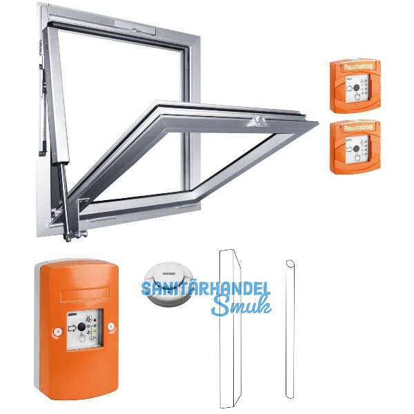 GEZE Treppenhausset RWA 100 NT, Hub 300 mm, silber