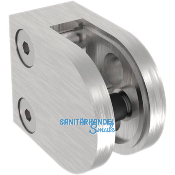 ECONOMY Glasklemmbeschlag f�r Vierkantrohr, rund, Edelstahl geschliffen V2A