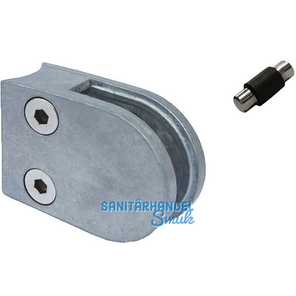 ECONOMY Glasklemmbeschlag Mod. 22 f�r Rundrohr 42,4 mm, rund 63 x 45 x 28mm,Zink