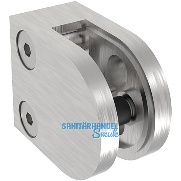 ECONOMY Glasklemmbeschlag f�r Vierkantrohr, rund, Edelstahl geschliffen V4A