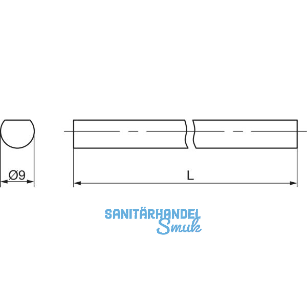 MACO RUSTICO Drehstange abgeflacht D-9 mm, L=2600 mm, schwarz (94134)