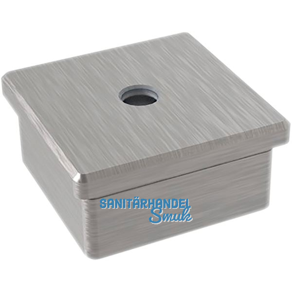 ECONOMY Endkappe eckig,hohl m.Mittelbohrung M8,40x40mm,Edelstahl geschliffen V2A