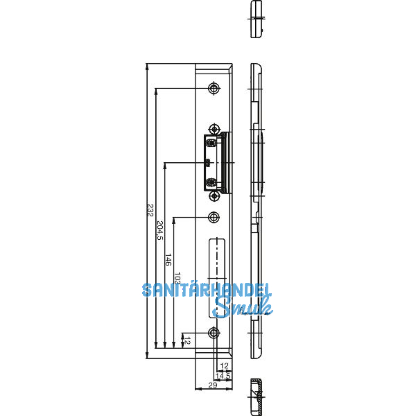 GU Schlie�blech f. Secury zum Aufschrauben,verst.m. AT-St�ck,links,verz. silber