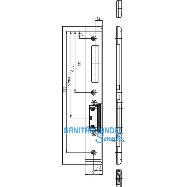 GU Schlie�blech f. Secury zum Aufschrauben,verst.m. AT-St�ck,rechts,verz. silber
