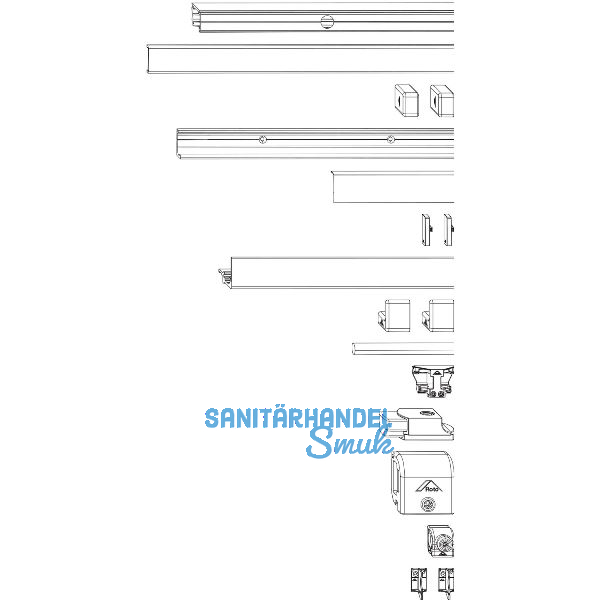 ROTO Patio Alversa Schienen-Set Halteschiene 13 mm natursilber FFB 1451-1650 mm