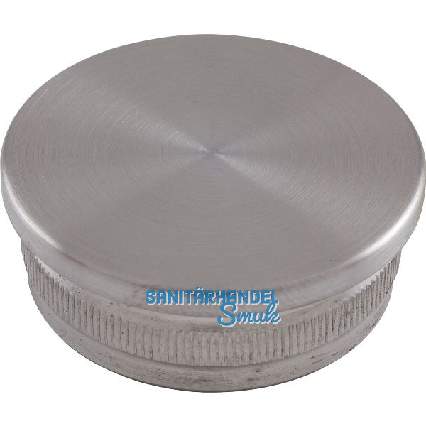 ECONOMY R�ndelkappe flach hohl, Rohr � 42,4 x 2 mm,Edelstahl geschliffen V2A