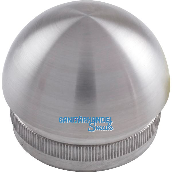 ECONOMY R�ndelkappe halbrund hohl, Rohr � 42,4 x 2 mm,Edelstahl geschliffen V2A