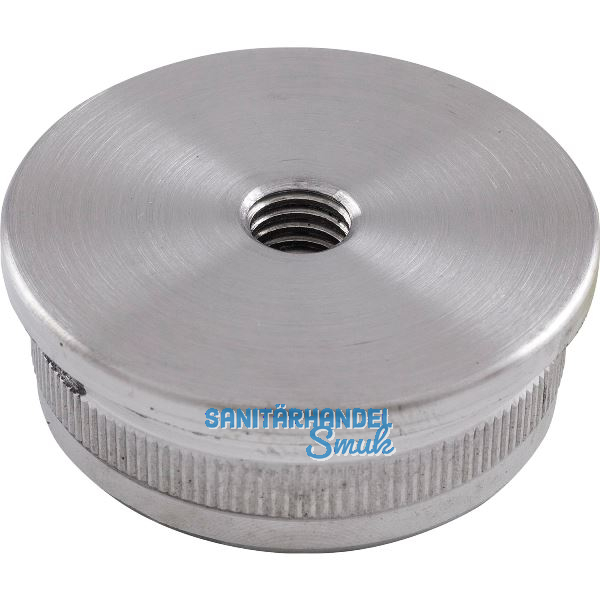 ECONOMY R�ndelkappe flach hohl, Rohr 42,4 x 2 ,Edelstahl geschliffen V2A, M8