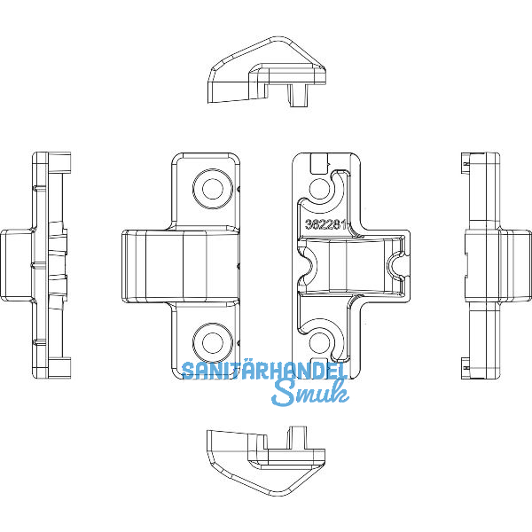 MACO Anpressverschluss verdeckt PVC Rahmenteil REHAU S730 silber (362281)