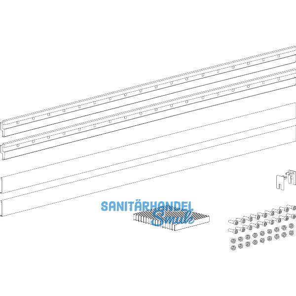 TERNO Glasklemmleisten-Set lang ESG/VSG 8-8,7 mm L= 900 mm silber
