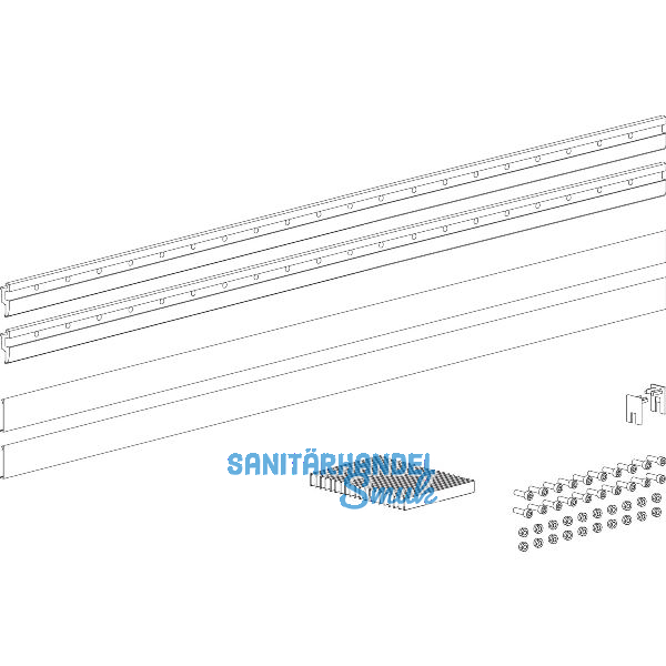 TERNO Glasklemmleisten-Set lang ESG/VSG 8-8,7 mm L=1000 mm silber
