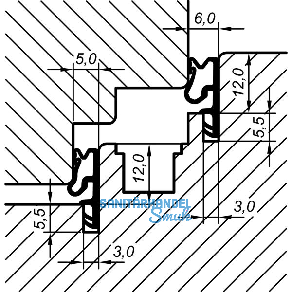 Fl�gelfalz- / �berschlagdichtung ACF 5005 H, Kunststoff schwarz