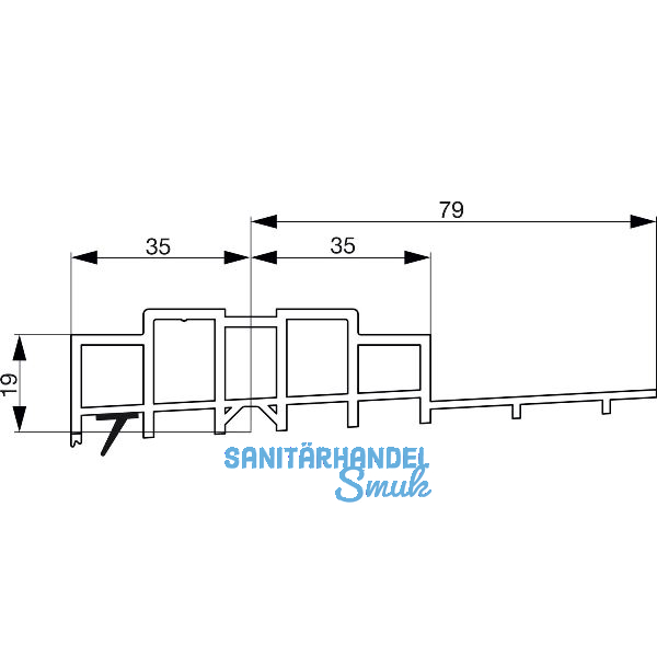 GU Thermostep 204 Aufsatzschiene 19/79 P1989, TS 92 mm, L=2500 mm