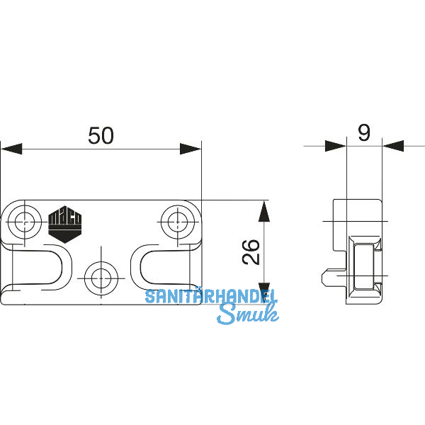 MACO Schlie�teil iS PVC 12/20- 9, EUROPEN/PRAMOS/VEKA, silber (96482)