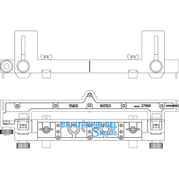 MACO RUSTICO Bohrlehre BLR Anschlag gemeins. Band m. Lasche+Haltekonsole+Kloben