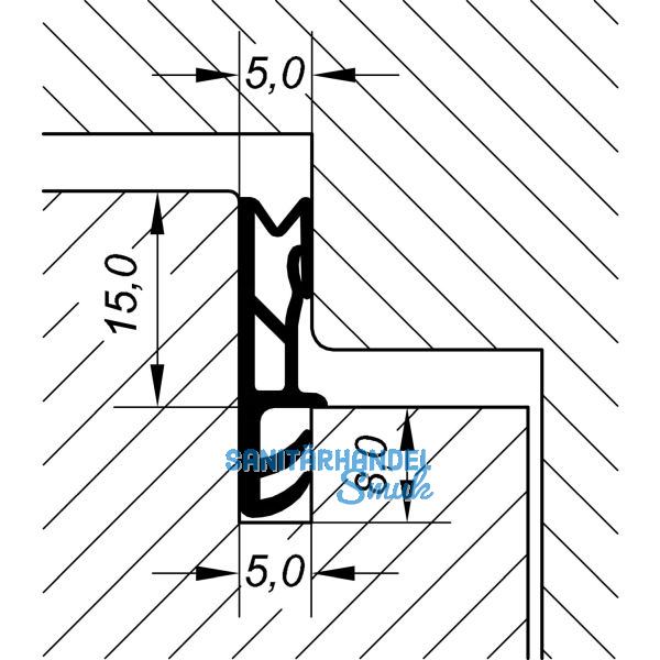 Fl�gelfalzdichtung EV 5250, Kunststoff wei�