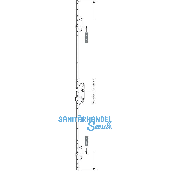 GU MFV-Schloss Secury Automatic DIN, DM 55,Stulp 1750 x 16 x 3mm eckig, silber