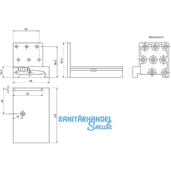 Universal-Schwellenhalter EIFEL T, gr��er/gleich 62 mm, Kunststoff schwarz