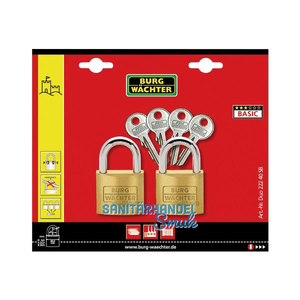 BURG-W�CHTER Vorhangschloss-Set Duo 222 40, gleichsperrend SB-2