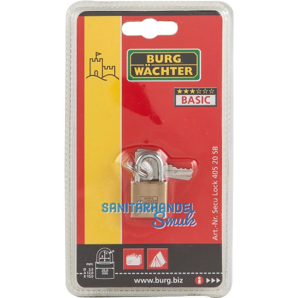 BURG-W�CHTER Vorhangschloss 405 verschiedensperrend, Breite 20 mm SB