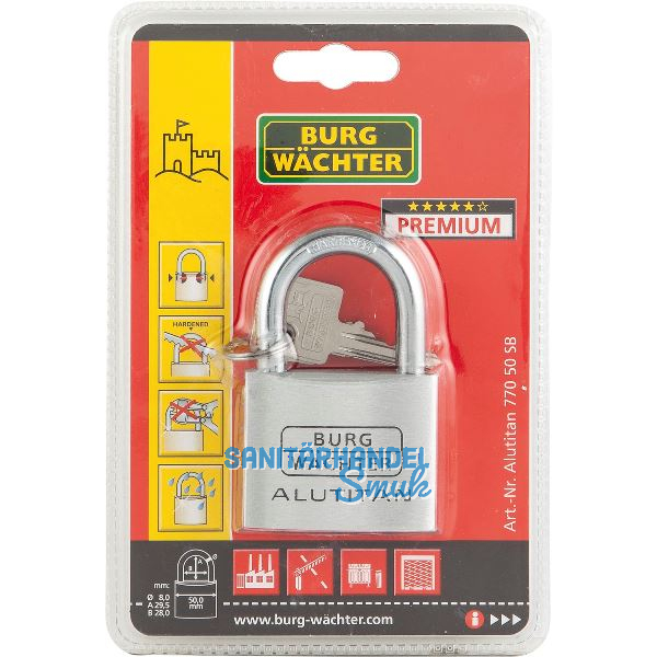 BURG-W�CHTER Vorhangschloss 770 Alutitan verschiedensperrend, 30 mm SB