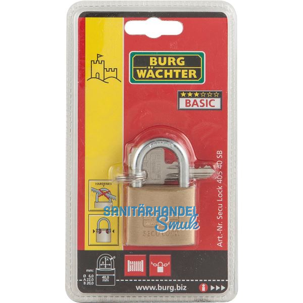 BURG-W�CHTER Vorhangschloss 405 verschiedensperrend, Breite 40 mm SB