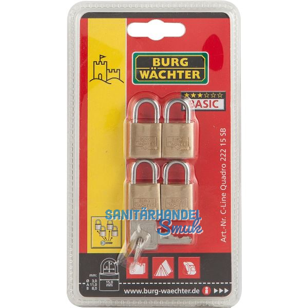 BURG-W�CHTER Vorhangschlossset 222 Quadro gleischsperrend, 15 mm SB-4