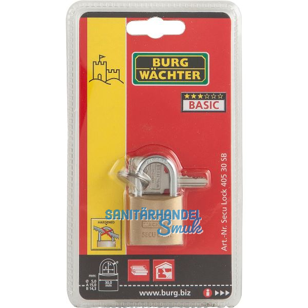 BURG-W�CHTER Vorhangschloss 405, gleischsperrend, Sperre KA1, Breite 30 mm SB