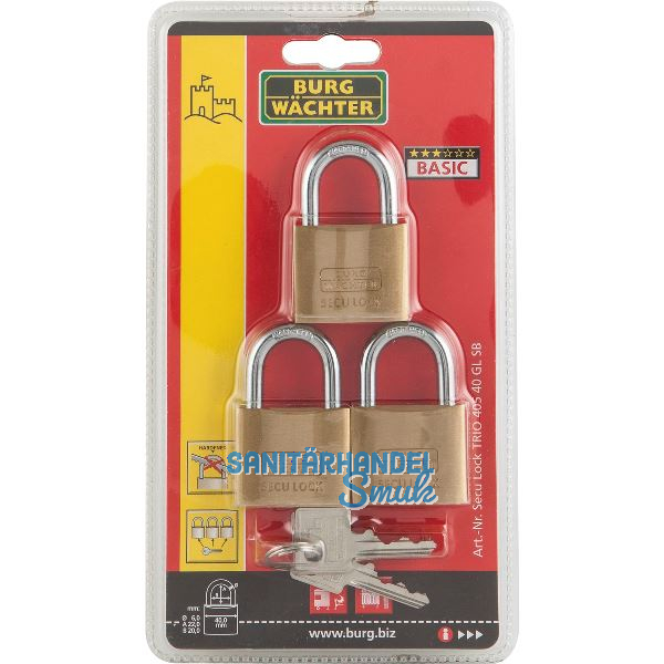 BURG-W�CHTER Vorhangschlossset 405 Trio gleichsperrend, 40 mm SB-3