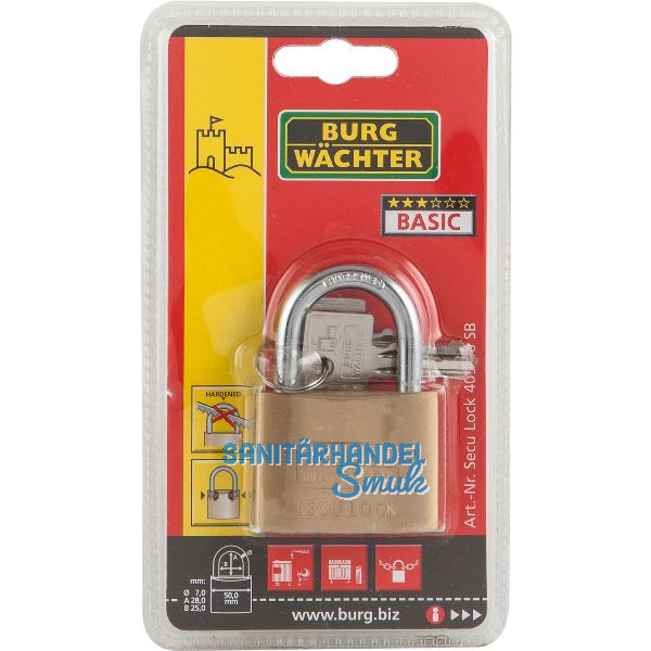 BURG-W�CHTER Vorhangschloss 405 verschiedensperrend, Breite 50 mm SB