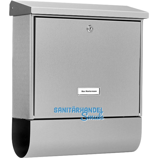 BURG Briefkasten INOXSTAR H�he 425 mm - mit Zeitungsbox, Edelstahl rostfrei