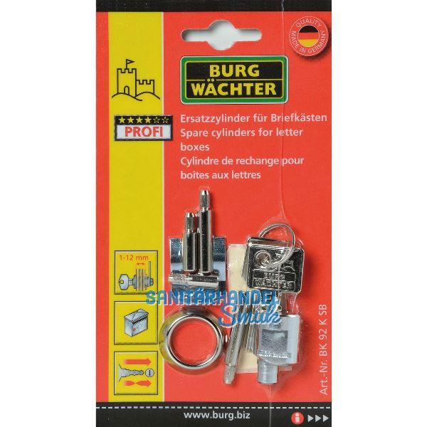 BURG Ersatzzylinder zu Kunststoff Briefkasten