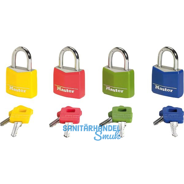 MASTER LOCK Vorhangschloss Vinyl verschiedensperrend, Breite 30 mm, bunt, SB