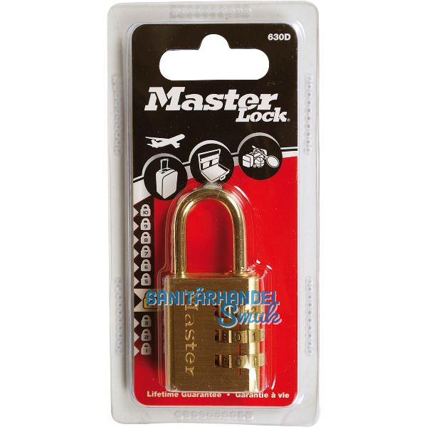 MASTER LOCK Vorhangschloss 630 EURD Zahlenschloss, 30 mm,Messing Finish SB